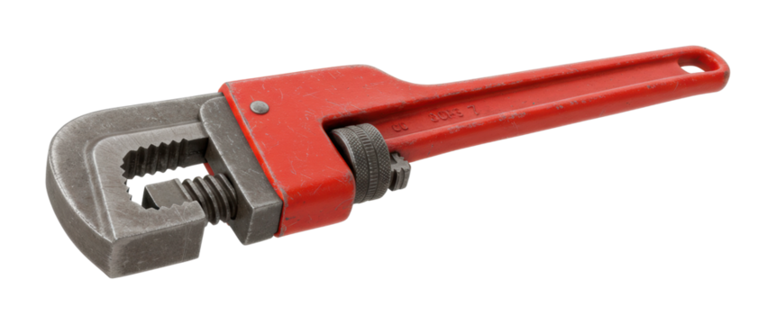 Pipe wrench repair action workshop tool indoor mechanical maintenance. Cut out png