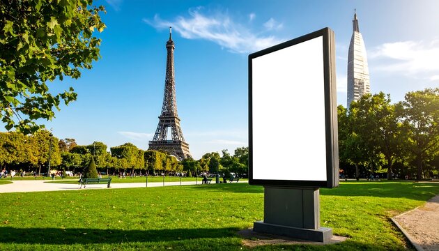 Blank Billboard with Paris Park.