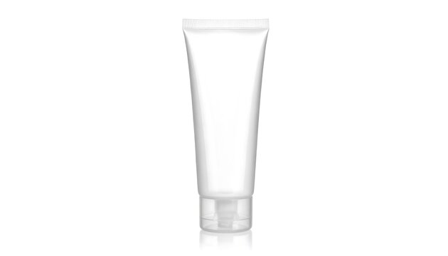 Empty tube-shaped clear plastic container.