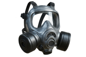 Studio shot of a gas mask respirator isolated on transparent background, providing safety and protection in hazardous environments