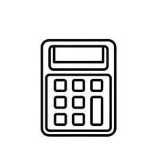 "Vector Calculator Icon – Monochrome Line Drawing of Digital Calculator with Display Screen and Keypad in Rounded Rectangle – Symbol for Math, Finance, Accounting, and Productivity in Minimal Flat Sty