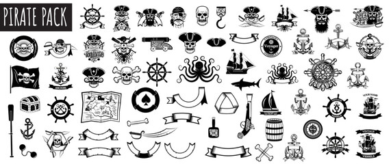 Ahoy, Pirate Pack: A comprehensive collection of pirate-themed illustrations and design elements, ideal for crafting a captivating adventure. From classic symbols to intricate details.