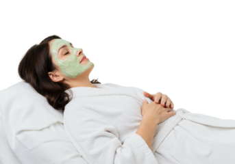 Relaxing spa treatment home facial mask calm environment self-care concept. Cut out png