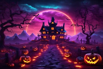 Haunted Mansion Halloween Wallpaper, Spooky Haunted House Background, Dark Halloween Night Scene, Ghostly Gothic Wallpaper