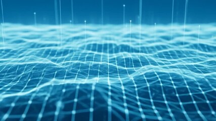 Digital network waves, data streams, blue background, tech presentation - Powered by Adobe