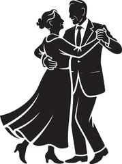 Dancing Couple Silhouette Vector Art Ballroom Dance Partners Elegant Movement Design Element