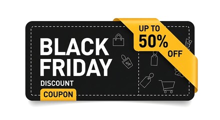 Obraz premium Black Friday Discount Coupon with Up to 50% Off Special Offer