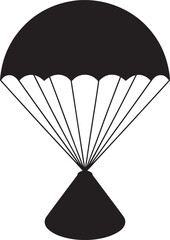 Parachute Icon Vector Illustration Black Silhouette on Transparent Background
