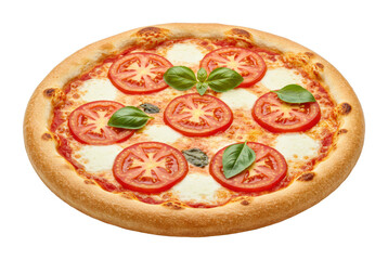 Delicious tomato basil pizza culinary delight food studio setting overhead gourmet experience. Cut out png