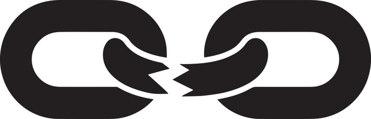 Silhouette of a Broken Chain Link Symbolizing Disconnection on Transparent Backdrop