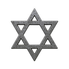 Textured Star of David Symbol, Representing Jewish Heritage and Faith, Rendered in Metallic Gray