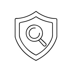 Shield with magnifying glass icon representing security and search