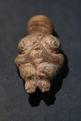Example of a carved female figurine created by prehistoric humans.
