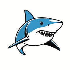 Blue Shark Animal Icon - Black Background