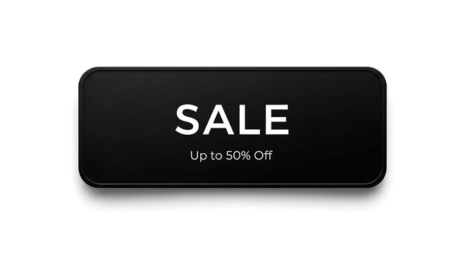 Black Sale Banner with Up to 50% Off Offer for Promotions and Deals