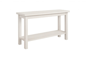 Stylish white console table with a shelf, perfect for adding a touch of elegance to any modern home decor, isolated on a transparent background