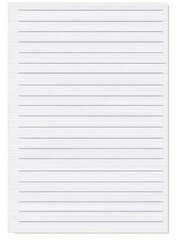 Isolated Graphic Object: Lined Notebook Page with a Transparent Background
