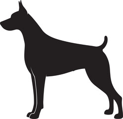 Black Silhouette of a Doberman Pinscher Dog