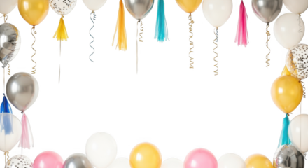 Celebratory Balloons and Festive Tassels Creating a Joyful Event Border