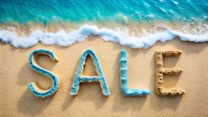 The inscription "SAVE" from letters in the form of sea surf on a white background. Ocean, summer, beach