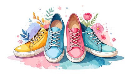 Colorful shoes with floral decor