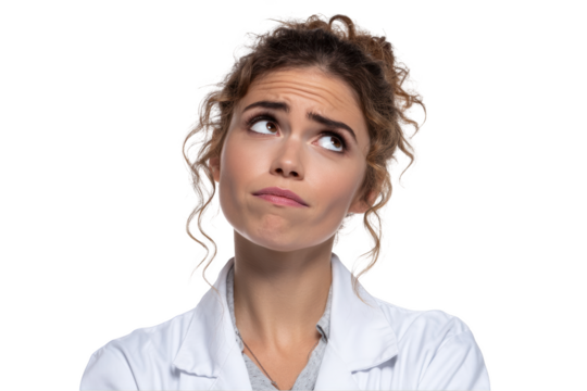 portrait of a young woman thinking 