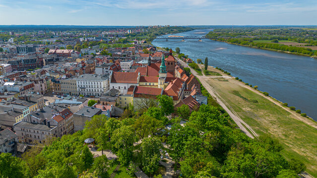 Beautiful architecture of Grudziadz at Wisla river, Poland