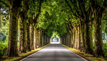 Naklejka premium A tree-lined avenue leads to a distant point.