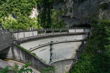 Corlo Dam on Lago del Corlo, Belluno, Italy