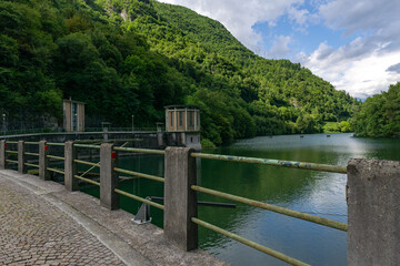 Fototapeta premium View of Corlo Dam from Cave Belluno Italy