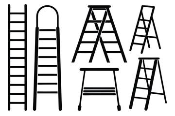 Ladder types vector illustration black and white