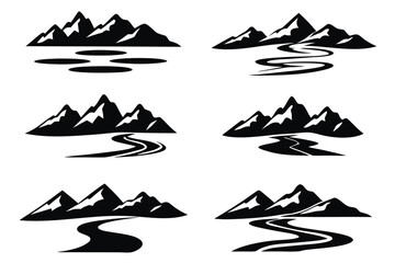 Mountain range vector silhouette landscape design