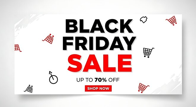 Black Friday Sale Banner with Up to 70% Off and Shop Now Button