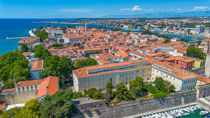 Aerial view of Zadar old town, Croatia.