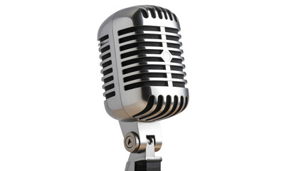 Fototapeta premium Microphone PNG, Realistic Studio Mic with Mesh Head, Transparent Background, Podcast and Music Recording Equipment