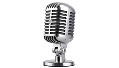 Fototapeta premium Microphone PNG, Realistic Studio Mic with Mesh Head, Transparent Background, Podcast and Music Recording Equipment