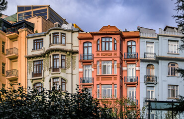 Buildings with ornate baroque facades near Taksim Square in Istanbul, Turkey
