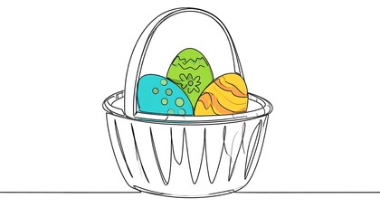 Easter basket with colorful eggs
