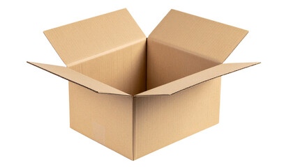 Open Cardboard Box PNG, Realistic Brown Packaging Container, Transparent Background, Shipping and Storage Icon