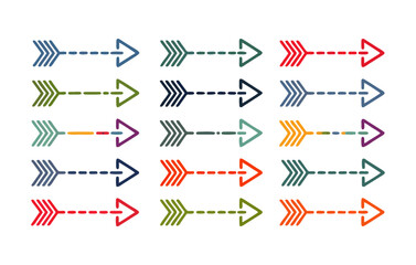 Colorful Tribal Arrow Design Elements Set  Bohemian Style  Graphic  Arrows Collection  Modern  Hand Drawn  Illustration