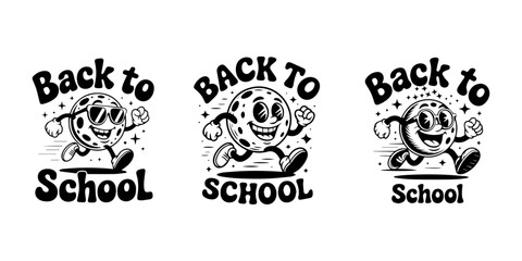 Fototapeta premium Back to School Cartoon Cookie Mascot Running – Fun Black and White Illustration