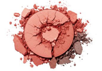 Cracked blush powder makeup beauty studio product vibrant colors cosmetic concept. Cut out png