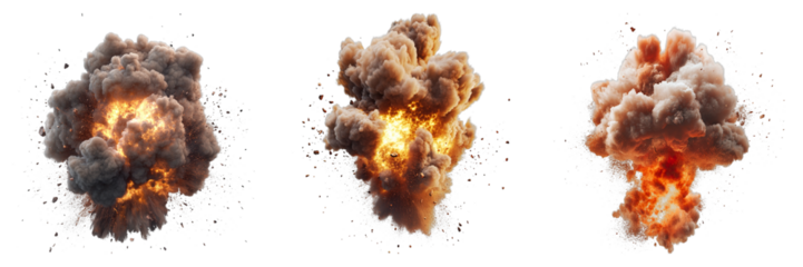 Three different explosions are shown in a row