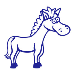 Fototapeta premium Horse Pony Funny Drawing Comic Riding Cartoon Funny