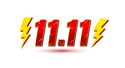 Fototapeta premium 11.11 Sale Event with Lightning Bolts and Red Gradient Numbers