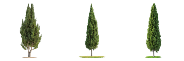 Three trees are shown in a row, with the middle one being the tallest