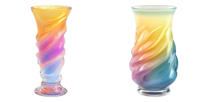 Two colorful vases with swirls on them