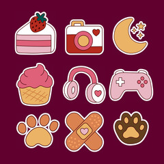 Cute pastel stickers collection