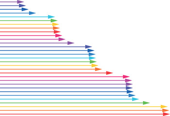 cascade of colored arrows, wave of arrows, direction of movement © PAVEL