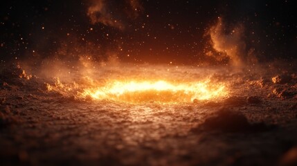 Fototapeta premium Fiery Ring of Inferno: A Dramatic Volcanic Eruption or Cosmic Event